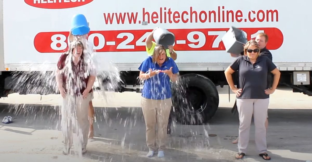 team members doing the ALS ice bucket challenge