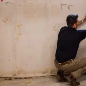 man repairing building foundation